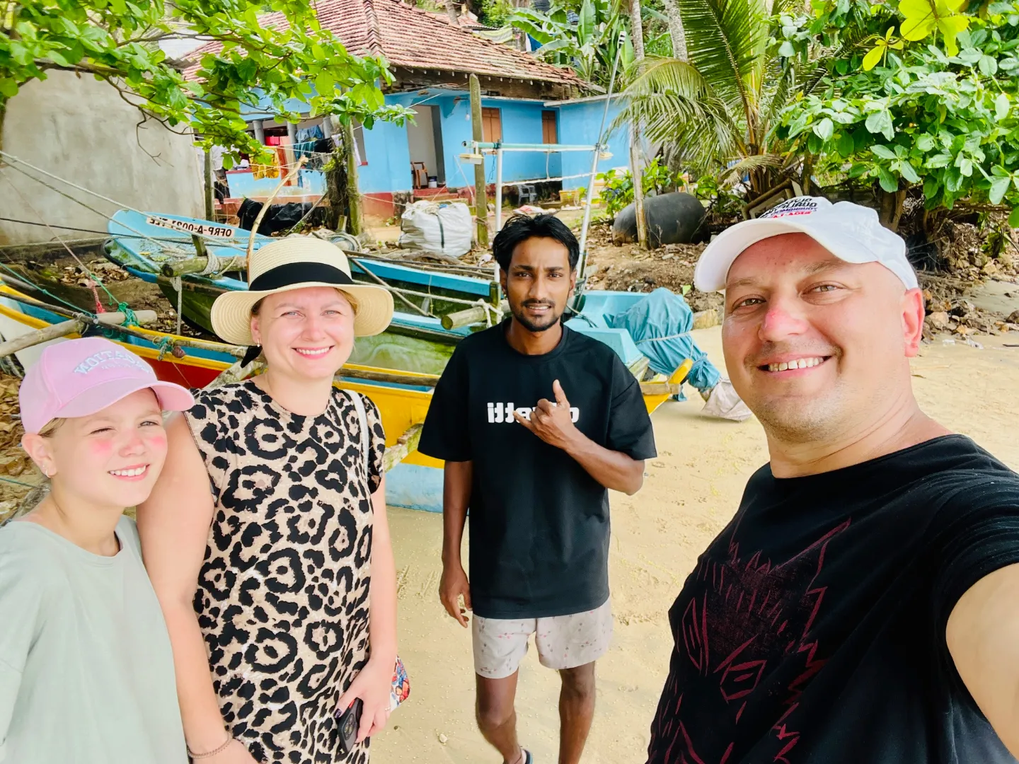 Hasitha and guests on the coast